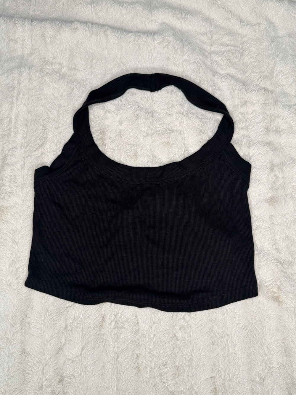 Joah Brown Black Ribbed Halter Crop